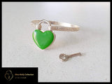 Sterling Silver Cuff & Colored Heart Lock